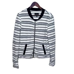 JASMINE & Juliana Grey & White Bomber Jacket Size Large